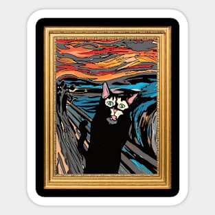 The Scream Cat Parody Funny Art Painting Sticker